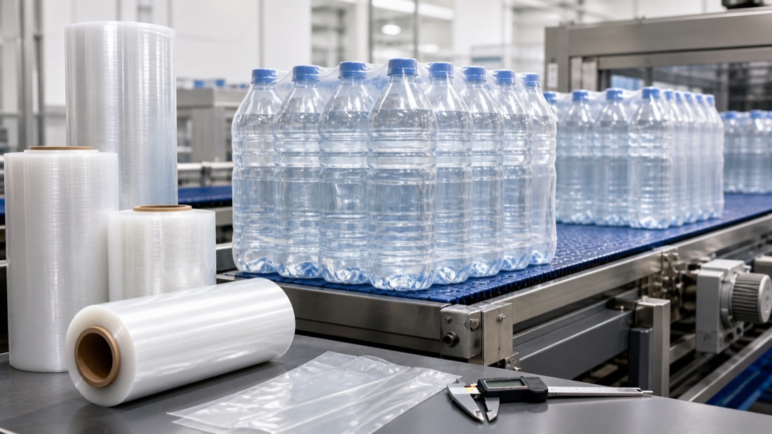 PE shrink film thickness for bottled water packaging